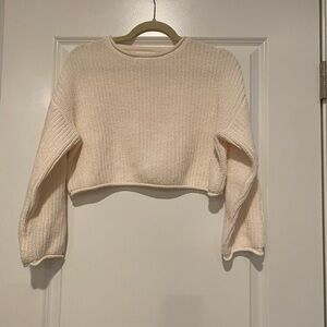 Zara Cream Knit Cropped Pullover